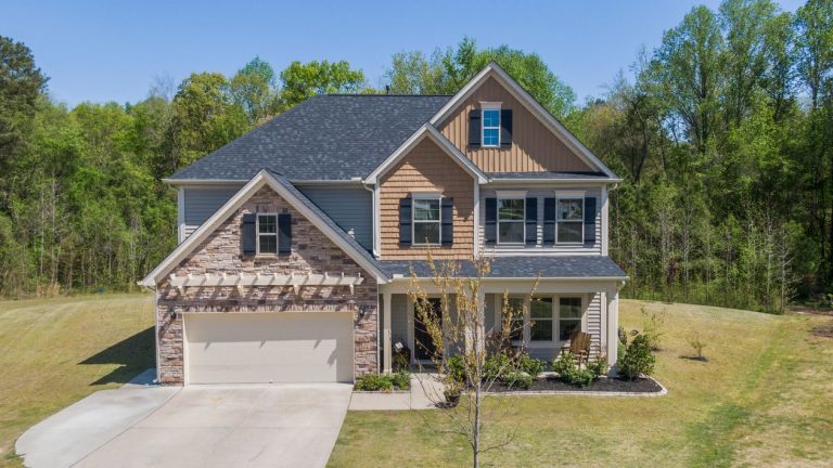 Elevated view of a two-story home